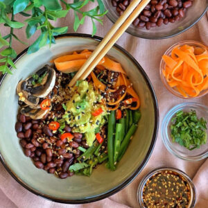 Adzuki Bean Bowl with Sesame Miso Dressing